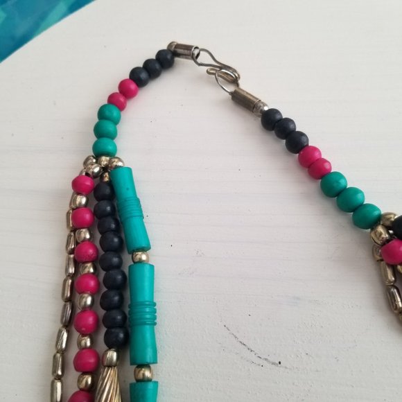 Funky Boho Colorful Multi Strand Necklace Jewelry - Picture 7 of 13